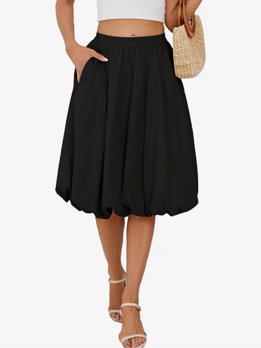 Black Balloon Hem Skirt
